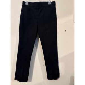 J Jill Career Wear Black Slacks Trouser Pull On Cuffed Pockets Pants Size 10